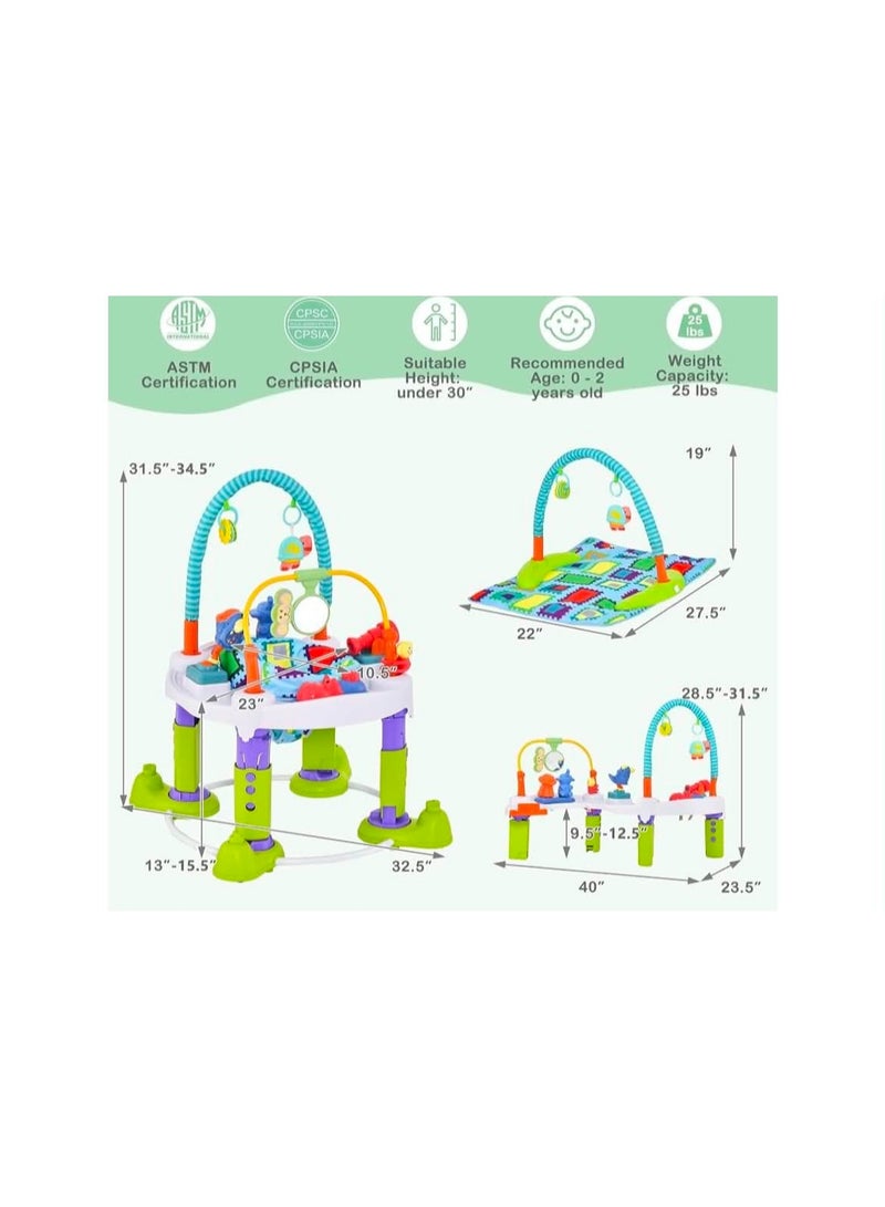 Baby Bouncer Activity Center, 4 in 1 Toddler Bouncing Activity Saucer & Playtime Mat & Activity Table, Toy Rack, 3 Adjustable Heights, Foldable Activity Center for Infant Boys Girls - Image 5