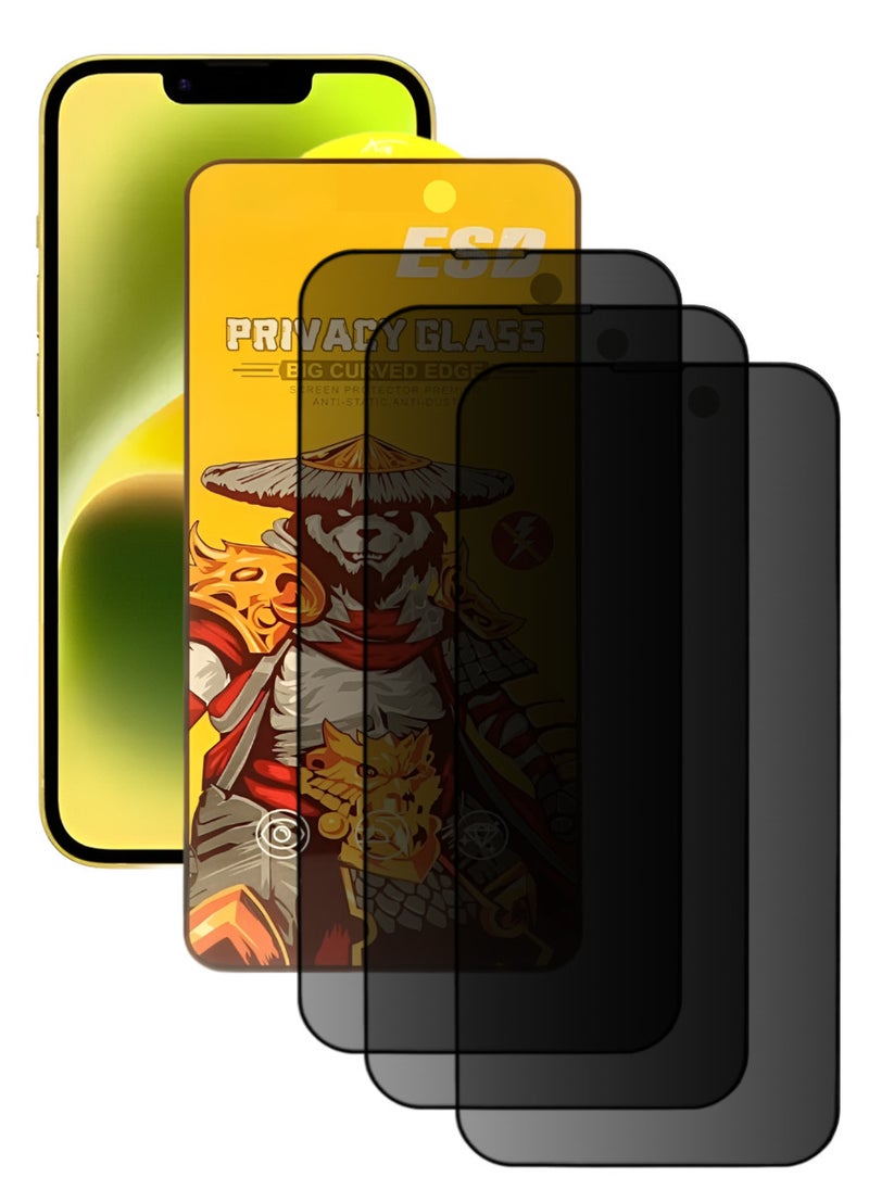 ESD 3 Pieces Tempered Dustproof Privacy Glass Screen Protector Compatible For iPhone 14 Plus - Image 1