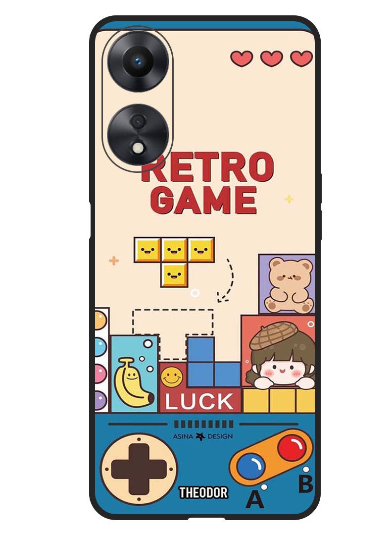 Theodor Protective Case Anti Scratch Shock Proof Bumper Cover For Oppo A98 Retro Games - Image 1