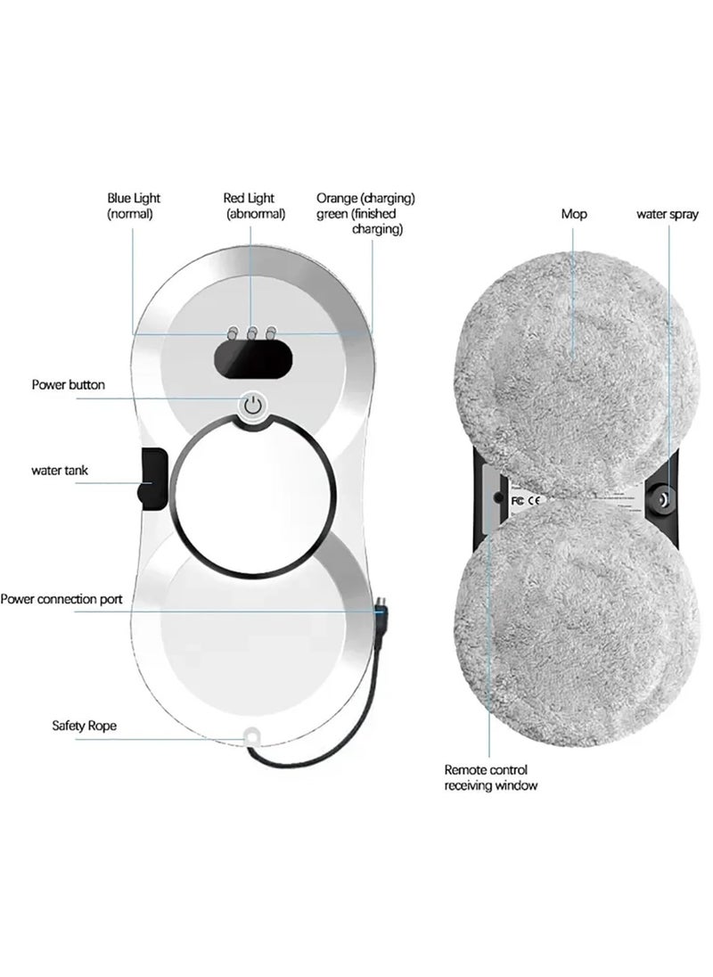 Window Cleaning Robot with Dual Water Spray, Robot Window Cleaner with Double-Side Water Spray, Smart Window Vacuum for Interior/Exterior Highrise Windows 5600Pa Suction Power With Remote Control 10 Spare Cloths - pzsku/Z1A95A6F5BE0A0CABF54EZ/45/_/1733305053/37ab03a1-8ff6-4c55-990a-8937c3290f75