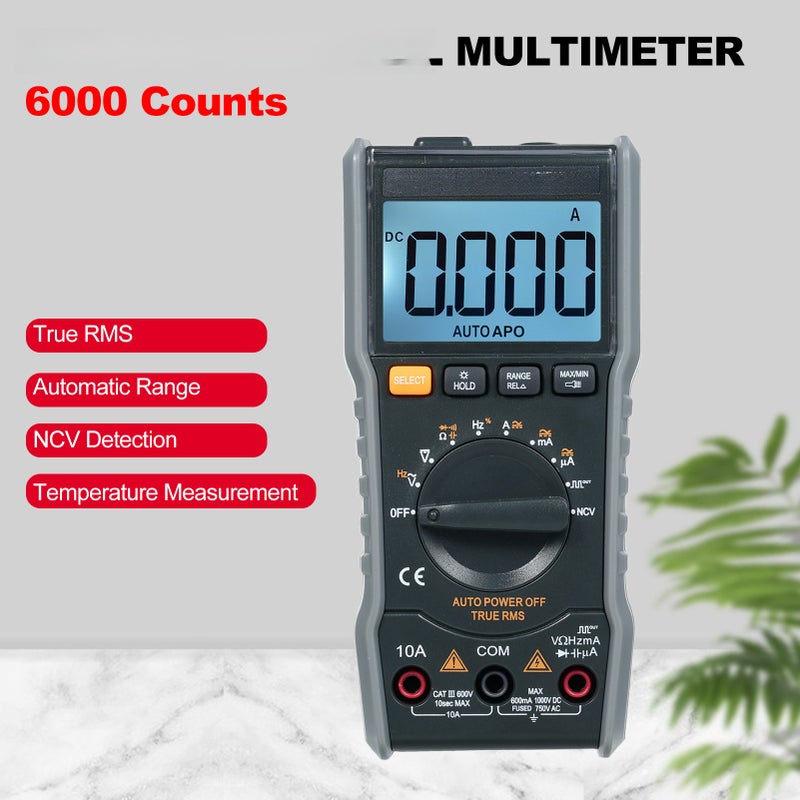 مقياس رقمي ذكي KM-DM01C نطاق تلقائي 6000 عدّة | مقياس عالمي NCV | جهاز اختبار محمول متعدد الوظائف | مقياس جهد ومقياس تيار مع ضوء خلفي ومصباح يدوي | جهد وتيار متبادل/مستمر | مقاومة | سعة - Image 4