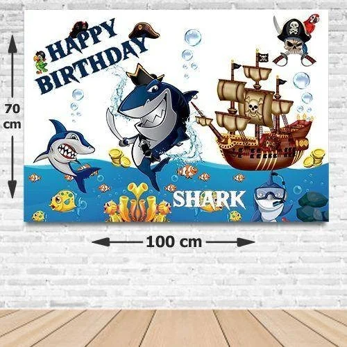 Parti Dükkanım My Party Shop Pirate Shark Birthday Banner 70*100 cm
