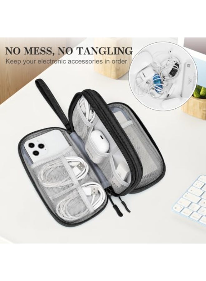 Seayoo Travel Cable Organizer Bag Electronic Accessories Portable Waterproof Carrying Bag Double Layers All-in-One Storage Bag for Cord, Charger, Phone and Earphone （ Black） - Image 5
