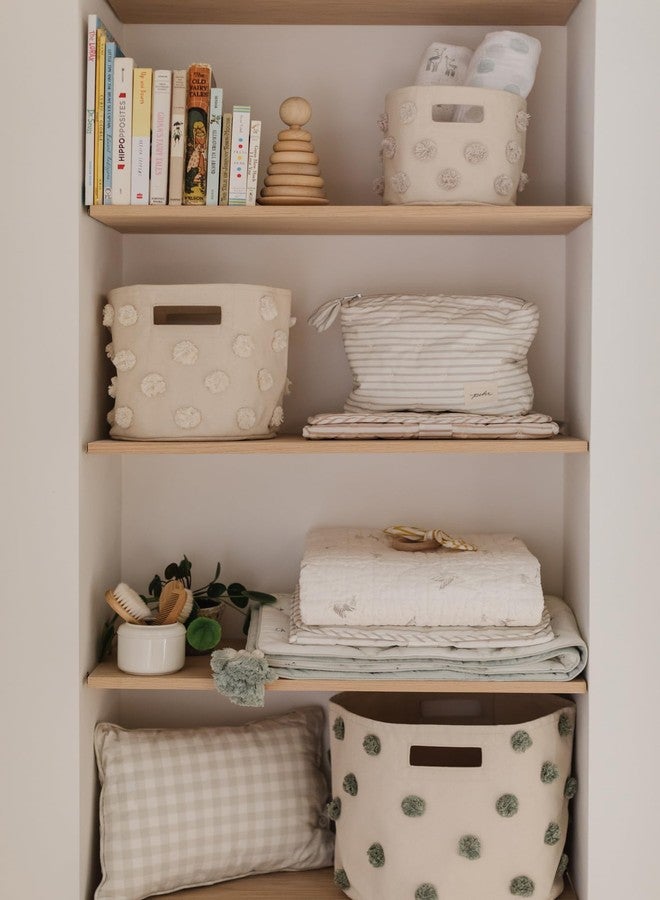 Pehr Pom Pom Basket, Mini (Grey) | 100% Cotton Canvas Storage for Nursery, Playroom & Home | Decorative Organizer | 8”D x 7”H - Image 4