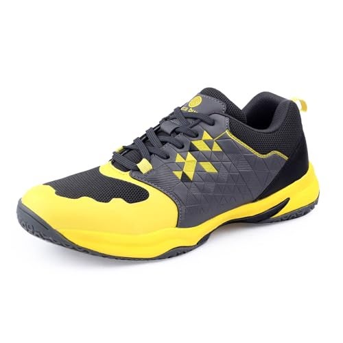 Bacca Bucci Men Pinnacle Swiftstrike High-Performance Court Shoe With Non-Marking Outsole, Enhanced Cushioning For Badminton, Table Tennis, Volleyball, Squash And Tennis Grey, 11 UK - Image 1