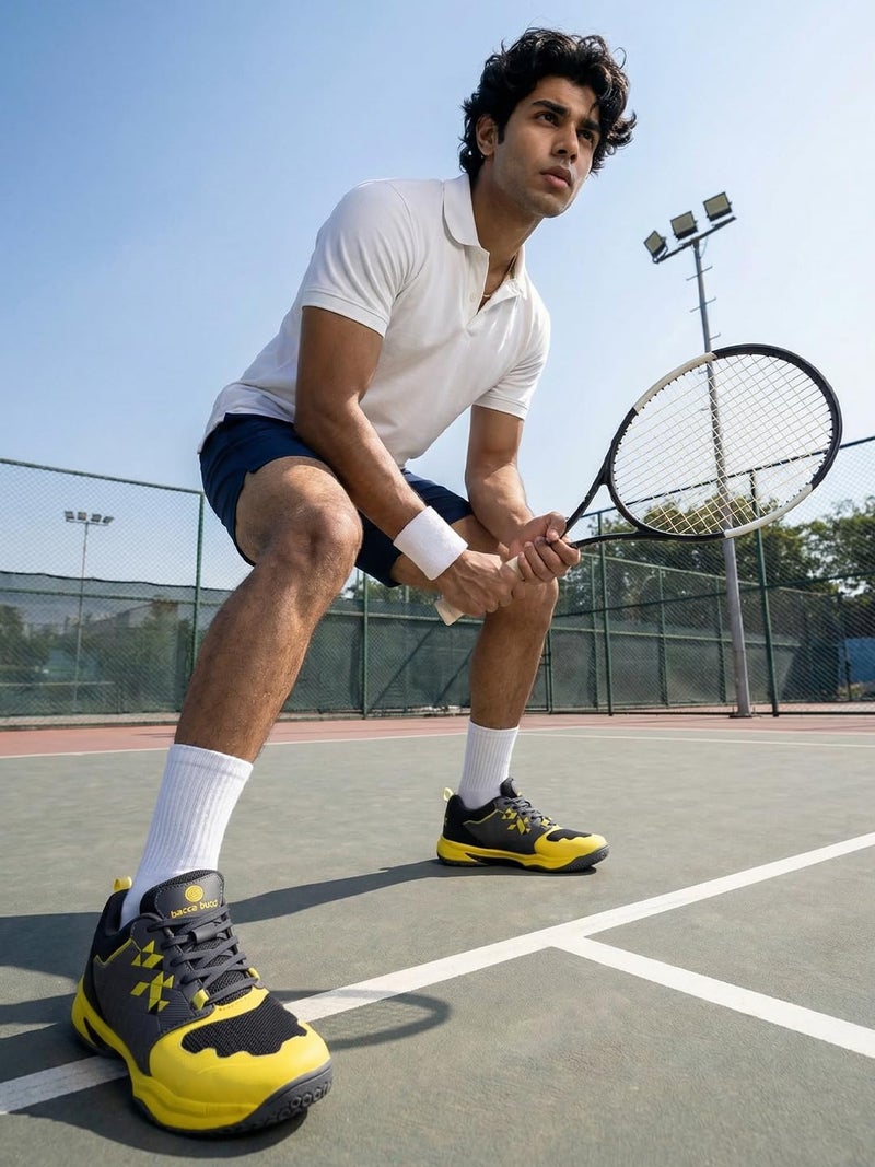 Bacca Bucci Men Pinnacle Swiftstrike High-Performance Court Shoe With Non-Marking Outsole, Enhanced Cushioning For Badminton, Table Tennis, Volleyball, Squash And Tennis Grey, 11 UK - Image 2