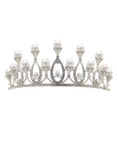 Princess Faux Pearl Crown Tiara Silver