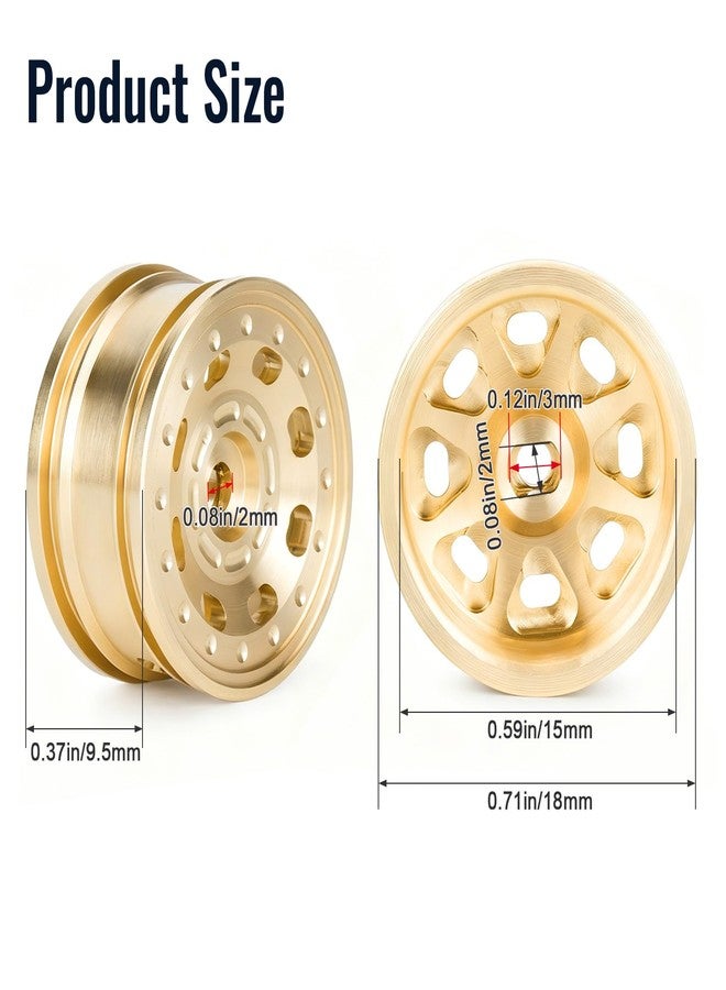 HobbyPark Brass 0.7" Wheels for 1/30 Axial SCX30 Upgrades Replacement Parts (4-Pack) (Gold-8 Holes) - Image 2