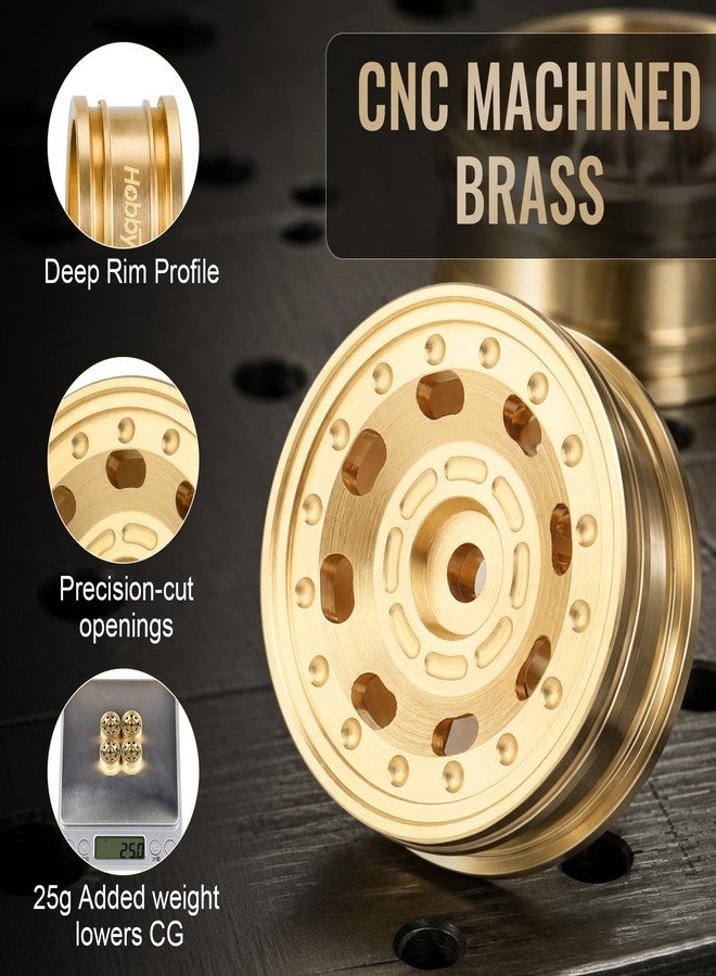 HobbyPark Brass 0.7" Wheels for 1/30 Axial SCX30 Upgrades Replacement Parts (4-Pack) (Gold-8 Holes) - Image 3