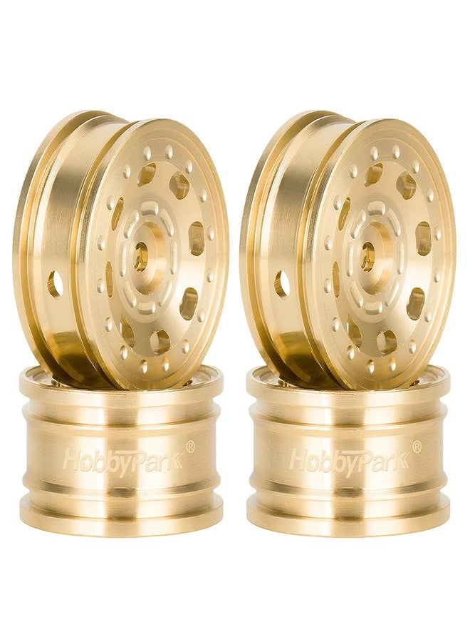 HobbyPark Brass 0.7" Wheels for 1/30 Axial SCX30 Upgrades Replacement Parts (4-Pack) (Gold-8 Holes) - Image 1