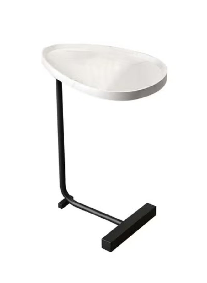 متجر ان زون طاولة جانبية عصرية على شكل حرف C للأريكة والسرير من الخشب والمعدن | ابيض - Image 2