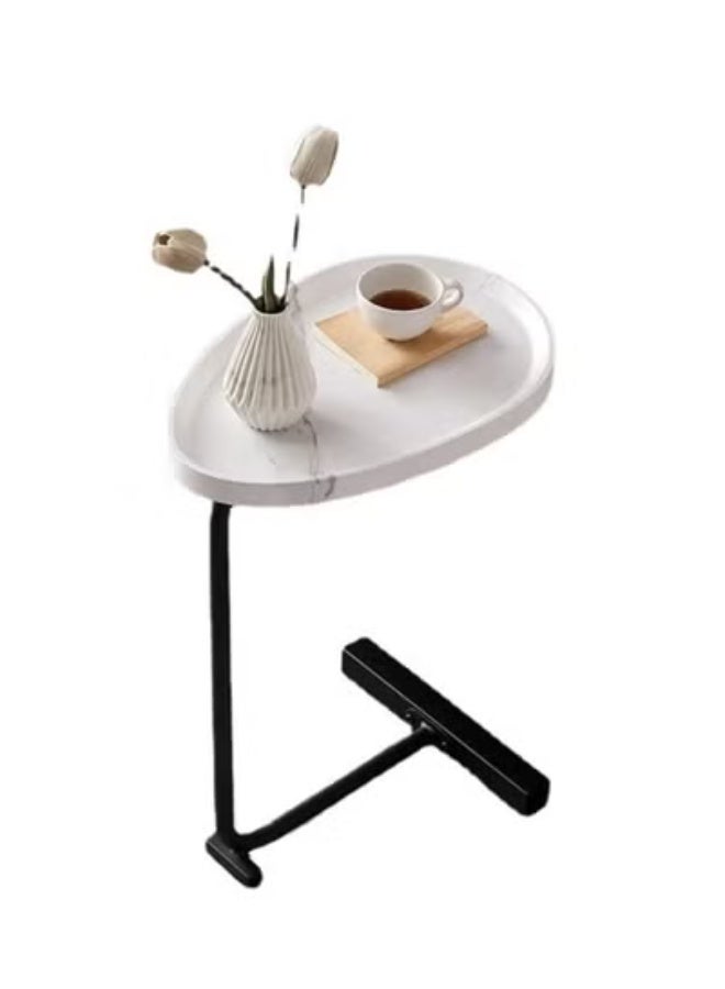 متجر ان زون طاولة جانبية عصرية على شكل حرف C للأريكة والسرير من الخشب والمعدن | ابيض - Image 1