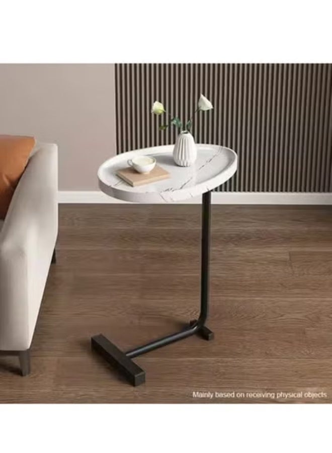 متجر ان زون طاولة جانبية عصرية على شكل حرف C للأريكة والسرير من الخشب والمعدن | ابيض - Image 3