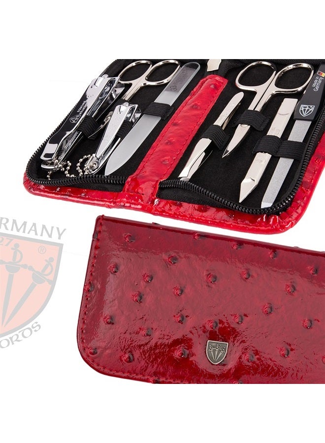 3 Swords Germany brand quality 8 piece manicure pedicure grooming kit set for professional finger & toe nail care scissors clipper fashion leather case in gift box, Made in Solingen Germany (03577) - Image 3