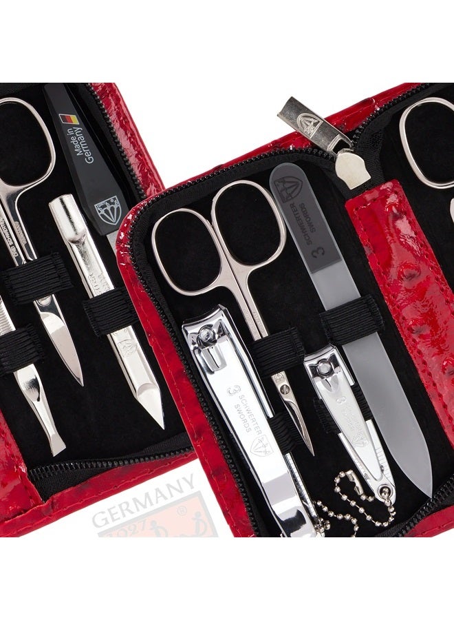 3 Swords Germany brand quality 8 piece manicure pedicure grooming kit set for professional finger & toe nail care scissors clipper fashion leather case in gift box, Made in Solingen Germany (03577) - Image 5