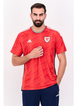Adidas Men Slim Fit Embroidered Short Sleeves Wales 22 Football Jersey, Red  - Image 1