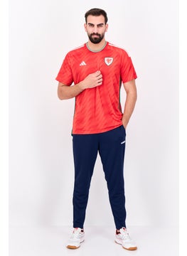 Adidas Men Slim Fit Embroidered Short Sleeves Wales 22 Football Jersey, Red  - Image 4