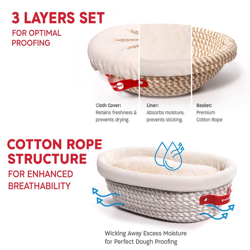 KneadAce Sourdough Starter Kit â€“ 34oz Starter Jar, 2 Cotton Rope Banneton Proofing Baskets, Magnetic Bread Lame for Scoring â€“ Gift for Bakers & Complete Sourdough Bread Baking Set - Image 2