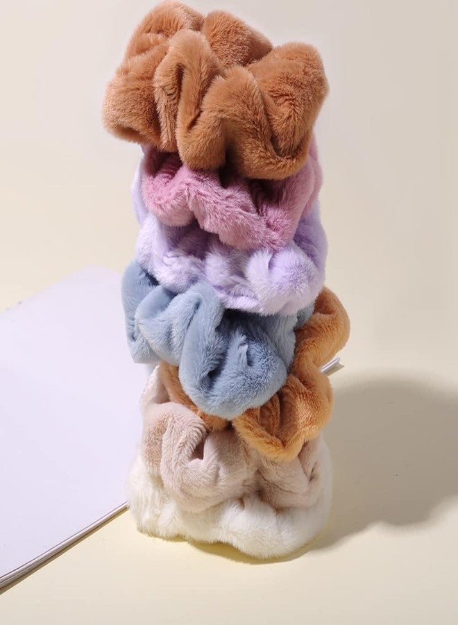 BIG BOX 5 Pieces Large Towel Microfiber Drying Soft Scrunchies Thick Scrunchies Fuzzy Scrunchy Ponytail Holder for Hair Light Bobbles Ropes Wet and Dry Hair Accessories (Bright Colors) - Image 3