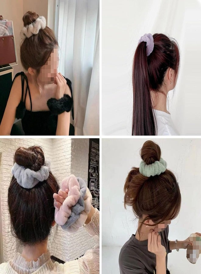BIG BOX 5 Pieces Large Towel Microfiber Drying Soft Scrunchies Thick Scrunchies Fuzzy Scrunchy Ponytail Holder for Hair Light Bobbles Ropes Wet and Dry Hair Accessories (Bright Colors) - Image 5