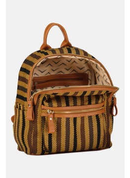 Moda Luxe Women Stripped Backpack 33 H x 26 L x 15 W cm, Tan  - Image 4