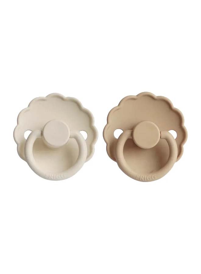 FRIGG لهاية FRIGG Daisy السيليكونية للأطفال 6-18 شهر 2-Pack كريمة/كرواسون حجم 2 - Image 1