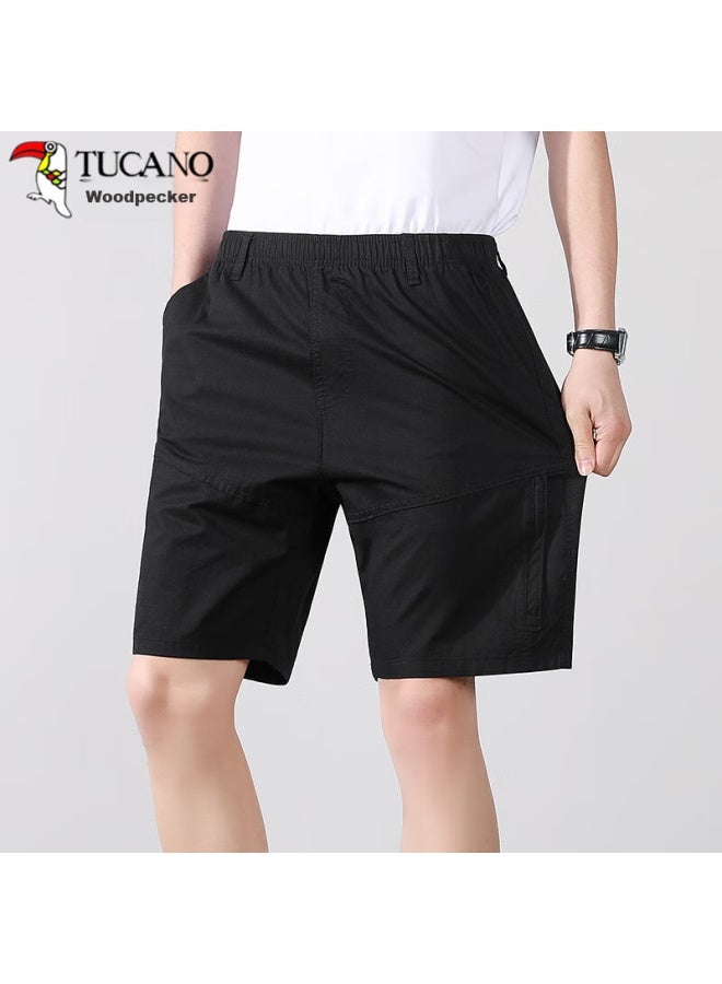 Tucano Tucano Men's Shorts, Summer Pure Cotton, Trendy Versatile Solid Color, Lightweight Breathable Sports Shorts, Black, 4xl - Image 3