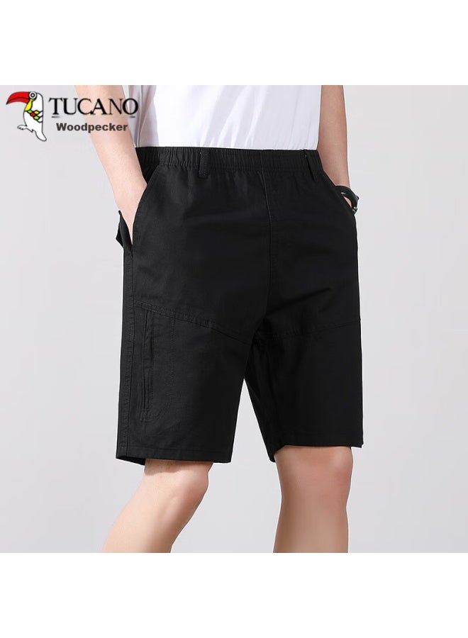 Tucano Tucano Men's Shorts, Summer Pure Cotton, Trendy Versatile Solid Color, Lightweight Breathable Sports Shorts, Black, 4xl - Image 4