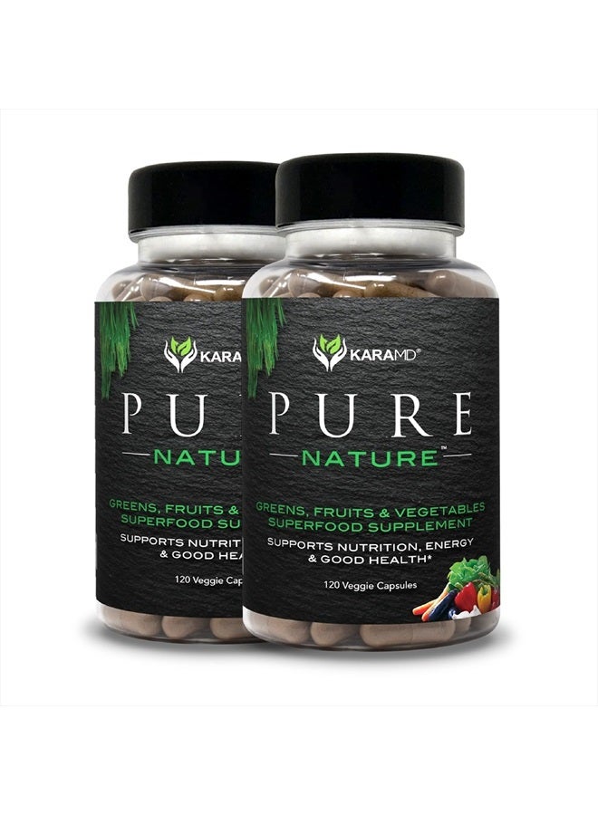 karamd Pure Nature | Greens, Fruits & Vegetables Whole Food Supplement | Vitamins, Fiber & Antioxidants | Support Energy & Digestion | Non-GMO, Gluten Free & Vegan Friendly | 2 Pack - Image 1