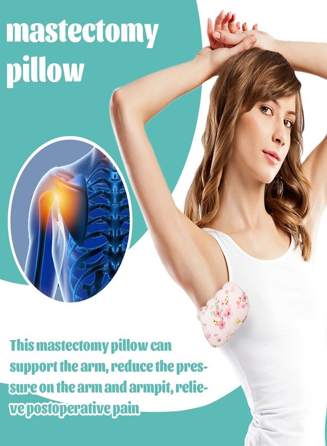 RoamReady Lymphedema Axilla Pillow Armpit Pain Relief Mastectomy Recovery Supplies, 4PCS Cotton Lumpectomy Mastectomy Pillows Post OP Multicolor Breast Surgery Pillow (Pink Flower) - Image 2