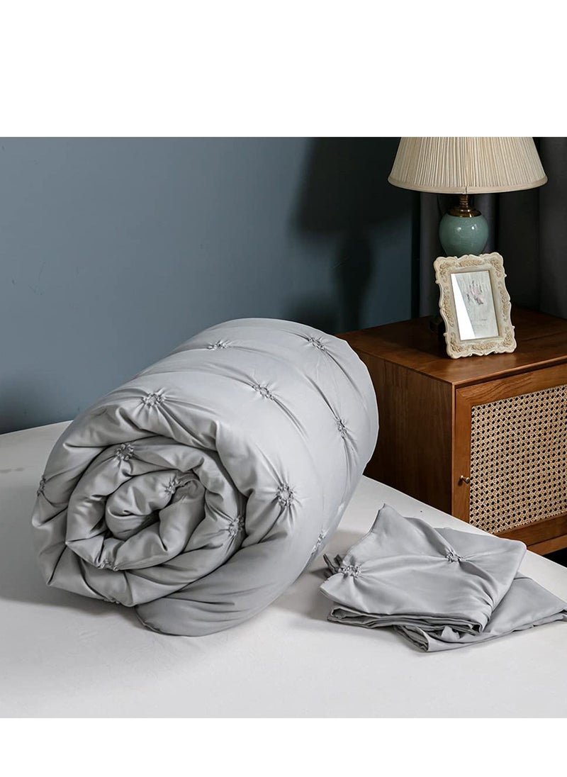 Y&D Queen Comforter Set Breathable Microfiber Bedding Collection Pinch Pleat for Bed 3 Pieces Down Alternative Sets 1 Pintuck and 2 Pillow Shams Grey  - Image 3