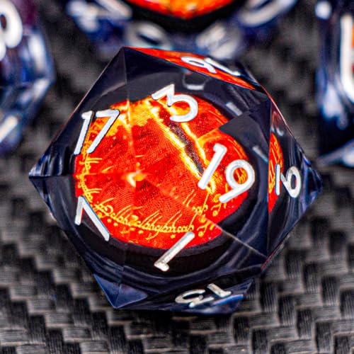 ARUOHHA DND Resin Dice Gazes Eye Dice Liquid Core Flaming RPG Sharp Edged Dice Set with Gift Box Polyhedral D and D Dice Set Compatible with Dungeons Dragons Role Playing Game D20 D12 D10 D8 D6 - Image 1
