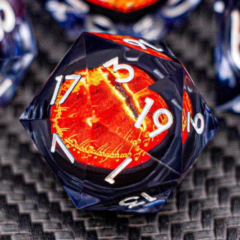 ARUOHHA DND Resin Dice Gazes Eye Dice Liquid Core Flaming RPG Sharp Edged Dice Set with Gift Box Polyhedral D and D Dice Set Compatible with Dungeons Dragons Role Playing Game D20 D12 D10 D8 D6 - Image 3