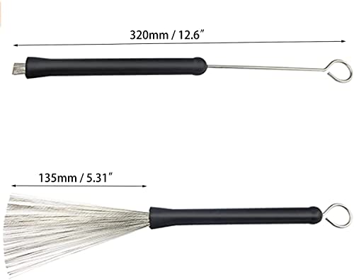 Jiayouy 1 Pair Drum Wire Brushes Drum Sticks Percussion Retractable Brush Stick for Cajon Jazz Acoustic Drummer Playing Music Lover - Image 5