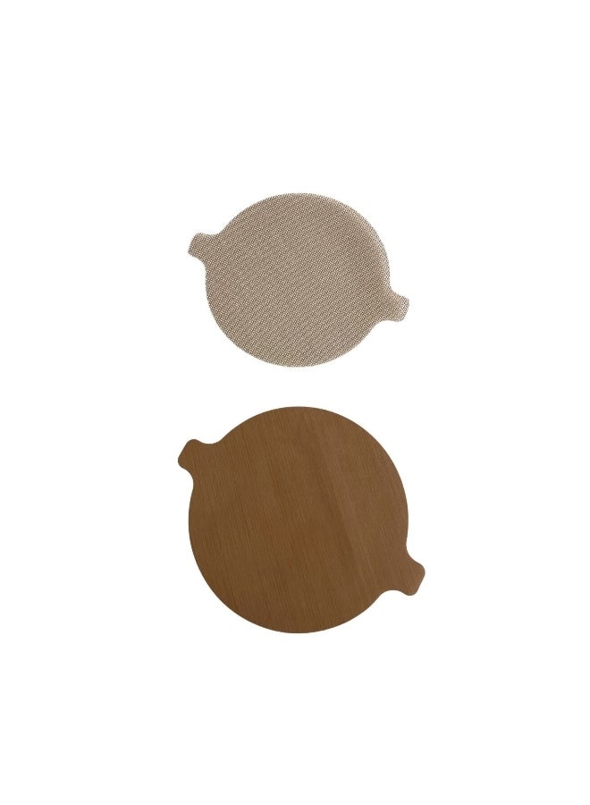 NOSTIK 2-Piece Round Air Fryer Liner Set Beige and Brown 25.5cm 1FFF242 - Image 1