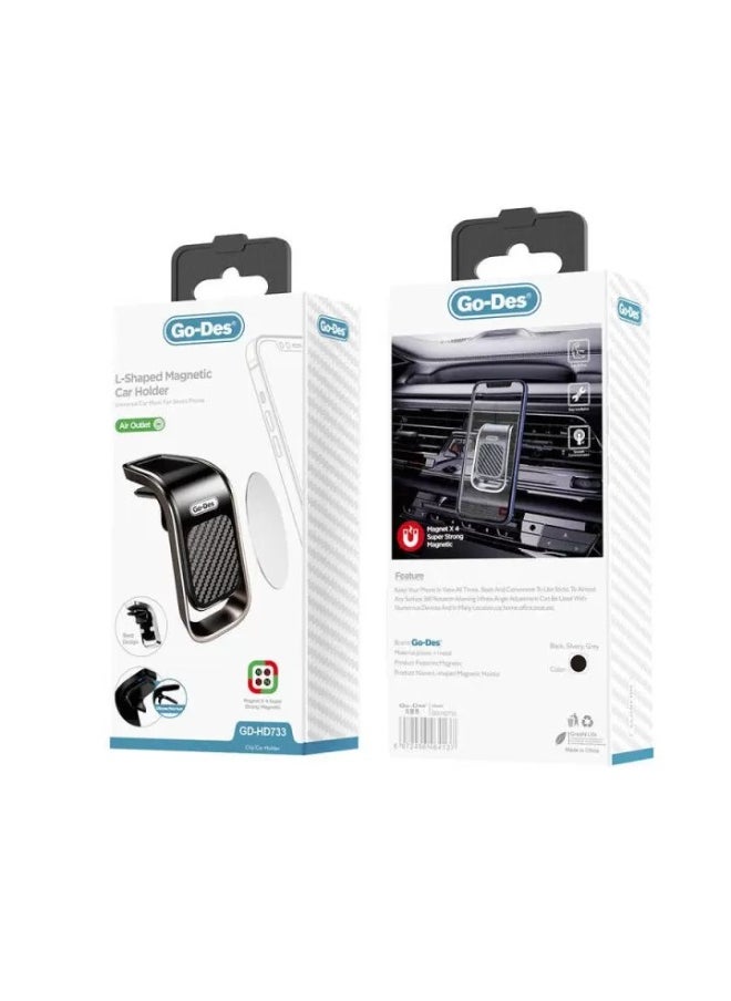 GO-DES - Go Des GD-HD733 L-Shaped Magnetic Car Phone Holder - Image 1