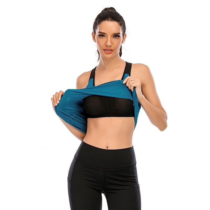 Qi Ta Women's Two-Tone Sports Vest with Cutout Back, Running & Yoga Top, Slim Fit - Image 5