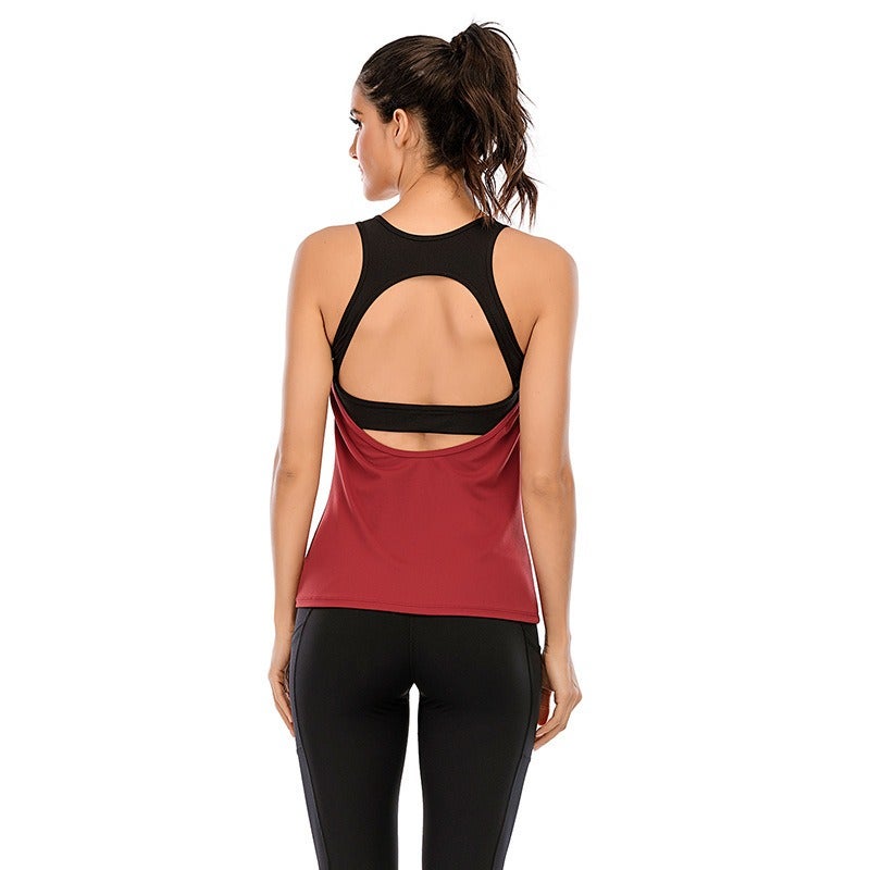 Qi Ta Women's Two-Tone Sports Vest with Cutout Back, Running & Yoga Top, Slim Fit - Image 4