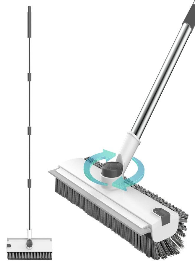 SetSail Floor Scrub Brush, 3 in 1 Floor Scrub Brush with 54-in Adjustable Long Handle and Scraper Heavy Duty Stiff Bristle Floor Scrubber for Cleaning Shower Bathroom Kitchen Patio Garage, Grey&White - Image 1