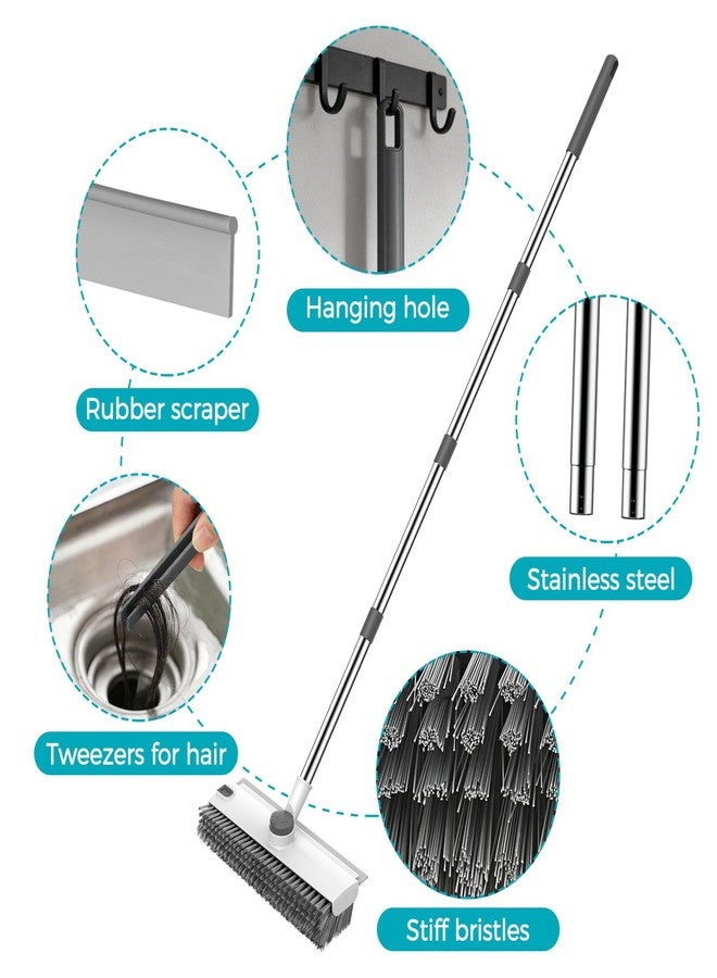 SetSail Floor Scrub Brush, 3 in 1 Floor Scrub Brush with 54-in Adjustable Long Handle and Scraper Heavy Duty Stiff Bristle Floor Scrubber for Cleaning Shower Bathroom Kitchen Patio Garage, Grey&White - Image 5