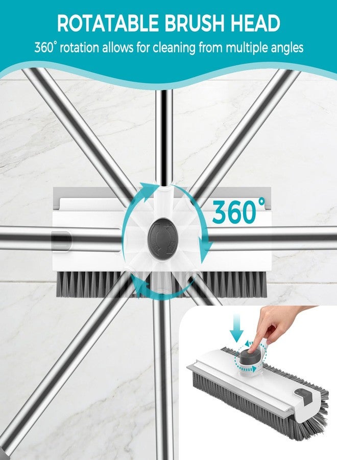 SetSail Floor Scrub Brush, 3 in 1 Floor Scrub Brush with 54-in Adjustable Long Handle and Scraper Heavy Duty Stiff Bristle Floor Scrubber for Cleaning Shower Bathroom Kitchen Patio Garage, Grey&White - Image 4