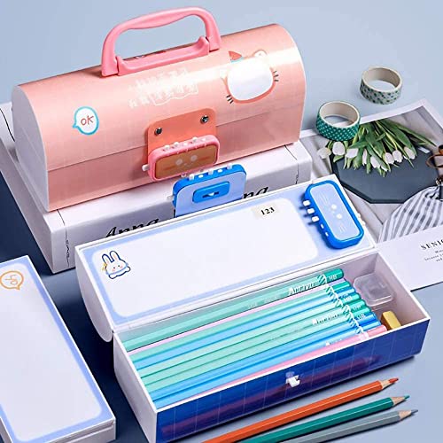HIGH TRUSTED® Plastic Kids Pen&Pencil Box Suitcase Style Password Lock Pencil Case,Multi-Layer Pencil Box for Kids,Boys,Girls,Stationary Organizer Case,Return Gift (Space Blue). - Image 5