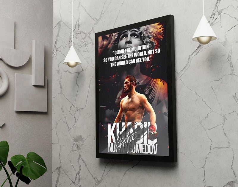 FRAMEO STORE Khabib Nurmagomedov Poster Glass frame Khabib Nurmagomedov Quote wall art framed poster A3 size 12 X 18 Inches - Image 3