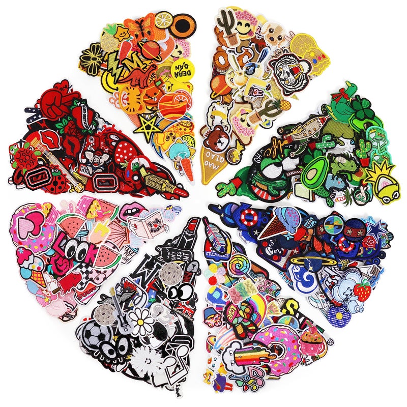 NICEVINYL Embroidered Ironon Patches Applique 72Pcs Random Assorted Decorative Patches Iron onSew on for Clothing Accessories
