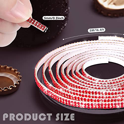 Kingdder 16.4Ft Bling Car Trim Self Adhesive Glitter Crystal Rhinestone Car Interior Exterior Accessories for Women DIY Line Molding Stickers for Auto Dashboard Diamond Ribbon Strips Decor (Red) - Image 2