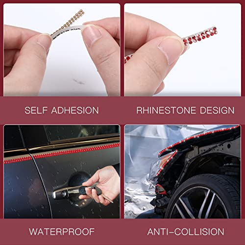 Kingdder 16.4Ft Bling Car Trim Self Adhesive Glitter Crystal Rhinestone Car Interior Exterior Accessories for Women DIY Line Molding Stickers for Auto Dashboard Diamond Ribbon Strips Decor (Red) - Image 4