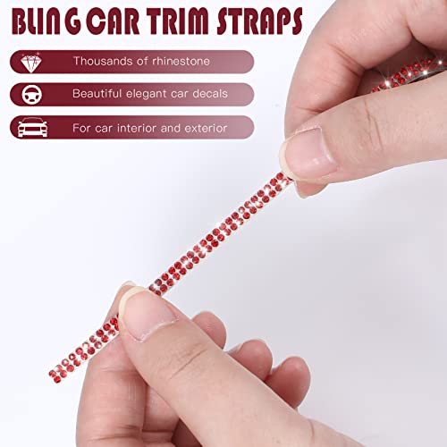 Kingdder 16.4Ft Bling Car Trim Self Adhesive Glitter Crystal Rhinestone Car Interior Exterior Accessories for Women DIY Line Molding Stickers for Auto Dashboard Diamond Ribbon Strips Decor (Red) - Image 3