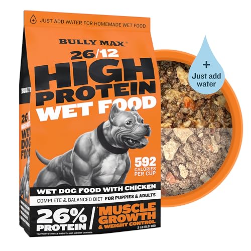 Bully Max Wet Dog Food for Adults Puppies Dehydrated High Protein Instant Fresh Soft Dog Food with Chicken Healthy Muscle Growth for Small Large Breeds 2 Dry Pounds Makes 55 lbs Wet Food - Image 1