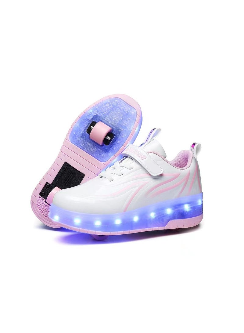 Loquat Breathability Roller Shoes USB Charge Girls Boys Sneakers with Wheels LED Roller Skates Shoes Multicolour  - Image 4