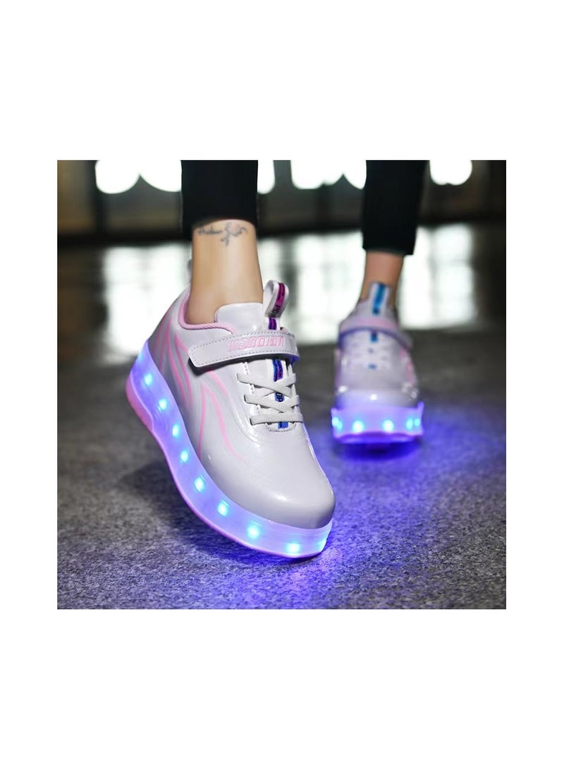 Loquat Breathability Roller Shoes USB Charge Girls Boys Sneakers with Wheels LED Roller Skates Shoes Multicolour  - Image 2